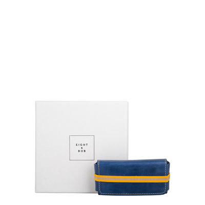 Eight & Bob Navy Blue Leather Fragrance Case 30ml In White