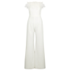 16arlington Taree Strapless Feather-trimmed Crepe Jumpsuit In White