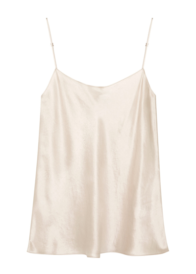 Vince Hammered Satin Top In Beige