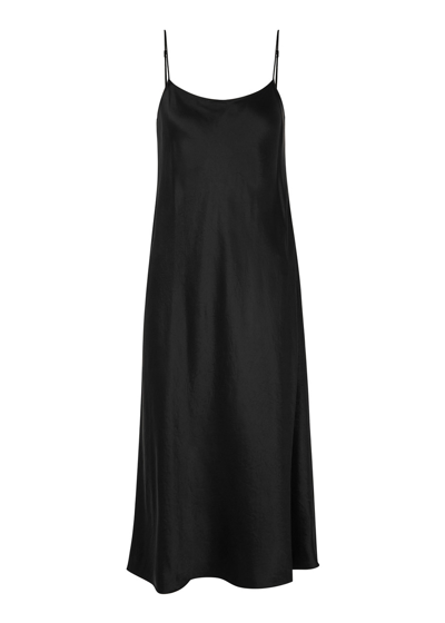 Vince Hammered Satin Slip Dress In Black