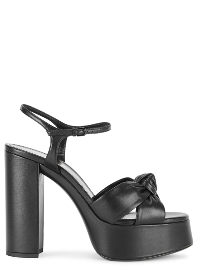 Saint Laurent Bianca 130 Leather Platform Sandals In Black