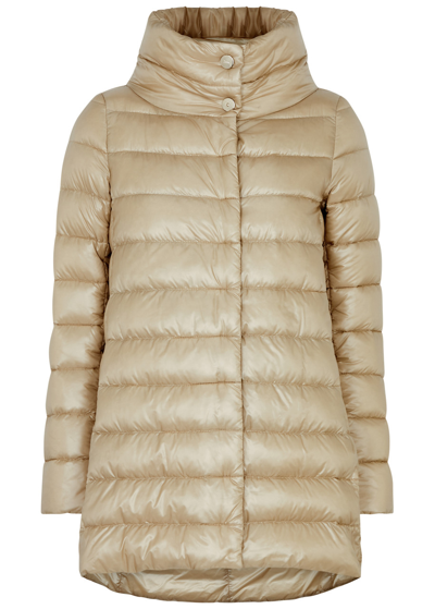 Herno Amelia Light Sand Quilted Down Jacket In Gold