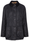 Barbour Beadnell Navy Waxed Cotton Jacket In Blue