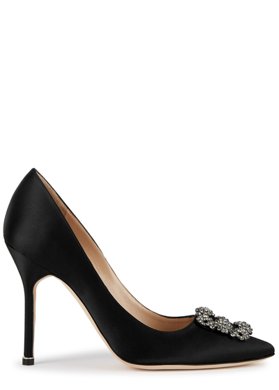 Manolo Blahnik Hangisi 105 Silk-satin Pumps In Black