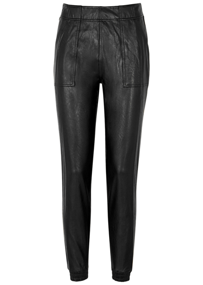 Spanx Black Faux Stretch-leather Sweatpants