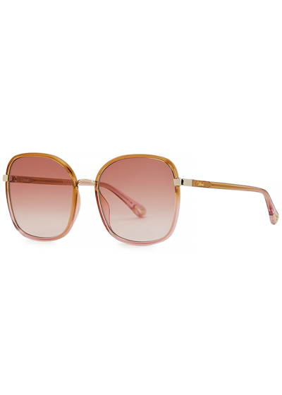 Chloé Chloe Franky Oversized Sunglasses In Pink