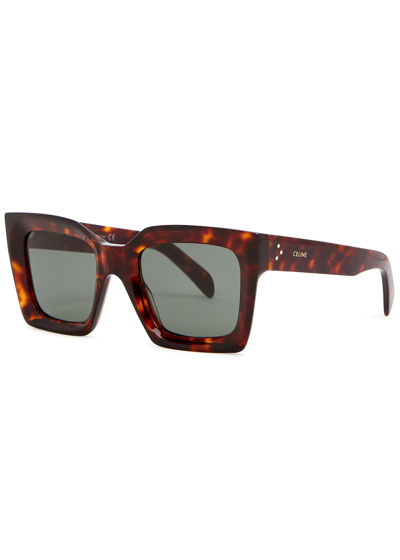 Celine Tortoiseshell Square-frame Sunglasses In Brown