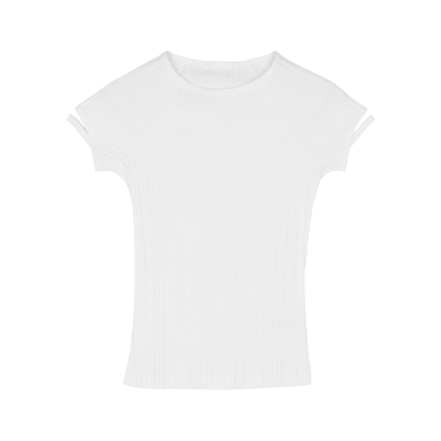 Helmut Lang White Ribbed Cotton T-shirt