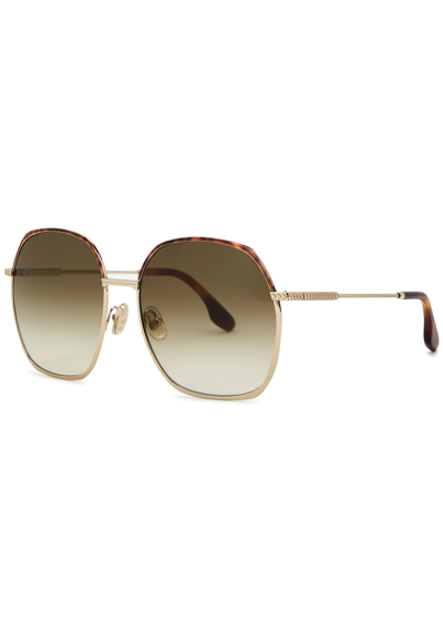 Victoria Beckham Gold-tone Oversized Sunglasses In Grey