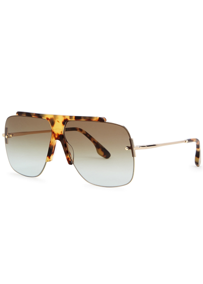 Victoria Beckham Gold-tone Aviator-style Sunglasses In Grey
