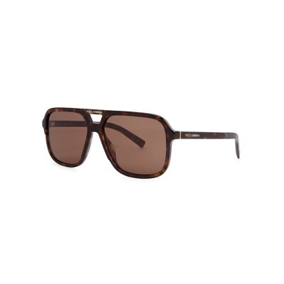 Dolce & Gabbana Tortoiseshell Aviator-style Sunglasses In Black