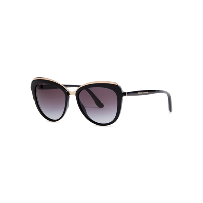 Dolce & Gabbana Black Oval-frame, Designer Sunglasses, Grey Lenses