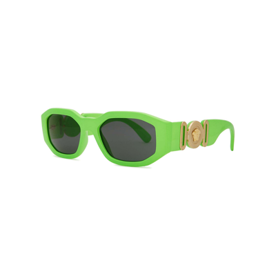 Versace Medusa Biggie Green Sunglasses, Sunglasses, Rectangle-frame