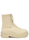 The Row Textured-nubuck Platform Ankle Boots In Beige