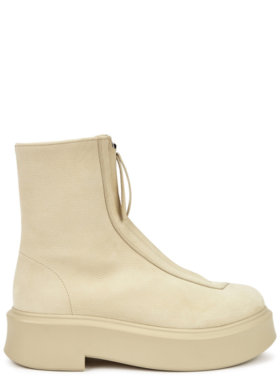 The Row Nubuck Ankle Boots In Beige