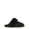 UGG UGG SCRUFF SIS SHEARLING SUEDE BLACK SLIPPERS, SLIPPERS, RUBBER OUTSOLE