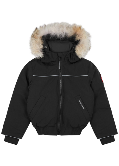Canada Goose Grizzly Fur-trimmed Arctic-tech Bomber Jacket In Black