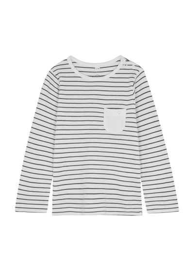 Baby Mori Mori Striped Jersey Top In Grey