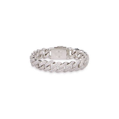 Cernucci Prong Cuban 18kt White Gold-plated Bracelet, Bracelet, Silver