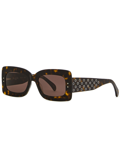 Alaïa Tortoiseshell Rectangle-frame Sunglasses In Black