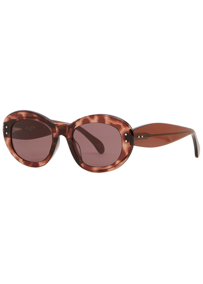 Alaïa Tortoiseshell Oval-frame Sunglasses In Brown