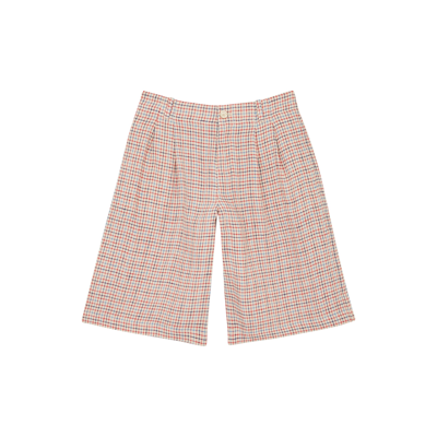 Gucci Kids Checked Linen Shorts In Neutral
