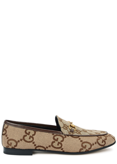 Gucci Jordaan Gg-monogrammed Canvas Loafers In Brown