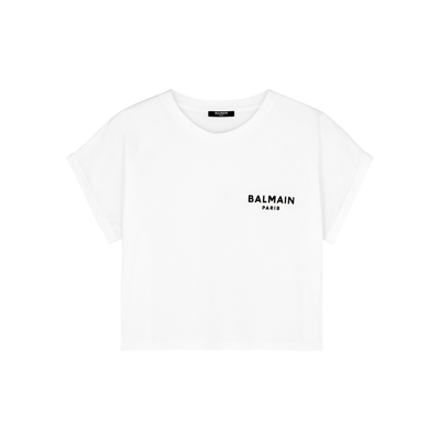 Balmain Organic Cotton Logo T-shirt In White And Black