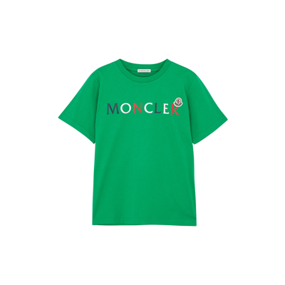 Moncler Kids Logo Cotton T-shirt (8-10 Years) In Green