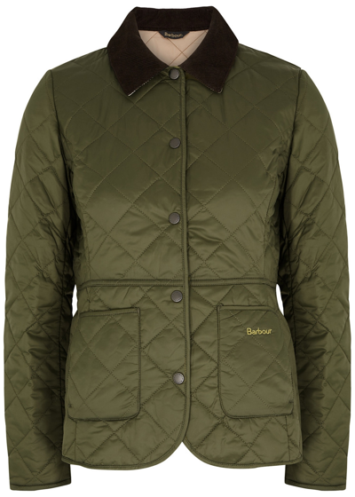 Barbour Deveron Quilted Jacket In Olive Green