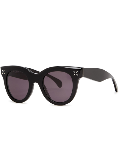 Alaïa Petal Tortoiseshell Round-frame Sunglasses In Black