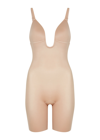 Spanx Suit Your Fancy Open-bust Mid-thigh Bodysuit In Beige