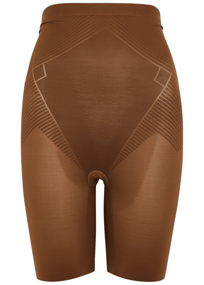 Spanx Thinstincts 2.0 High-waist Mid-thigh Shorts In Dark Brown