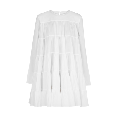 Merlette Soliman Tiered Cotton Mini Dress In White