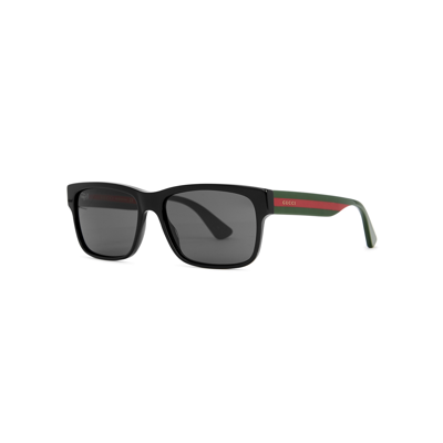 Gucci Sylvie Rectangle-frame Sunglasses, Sunglasses, Black