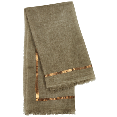 Ama Pure Righino Olive Cashmere Scarf In Green