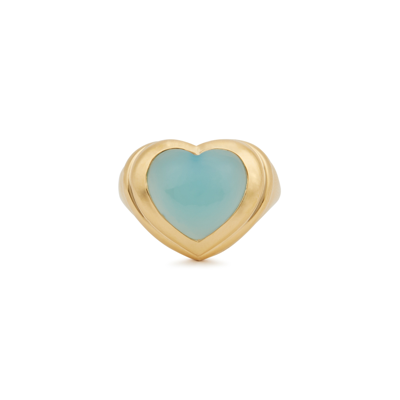 Missoma Jelly Heart Gemstone 18kt Gold-plated Ring, Ring, Light Blue