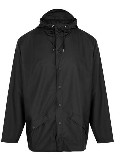 Rains Short Matte Rubberised Raincoat In Black