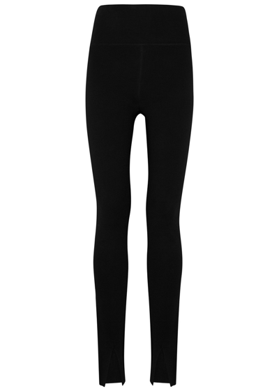 Victoria Beckham Vb Body Split-hem Stretch-knit Leggings In Black