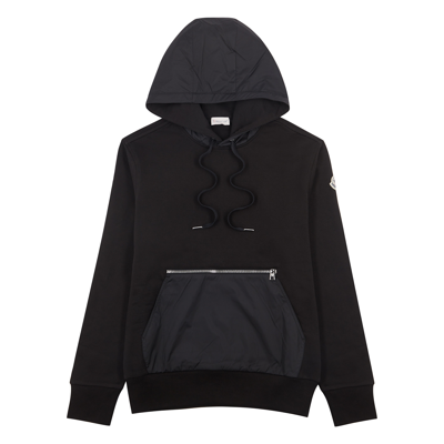 Moncler Black Panelled Hooded Cotton Sweatshirt