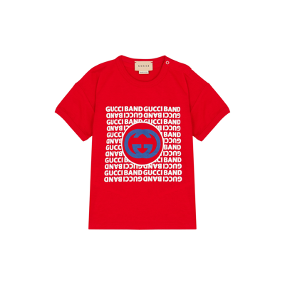 Gucci Kids Red Printed Cotton T-shirt