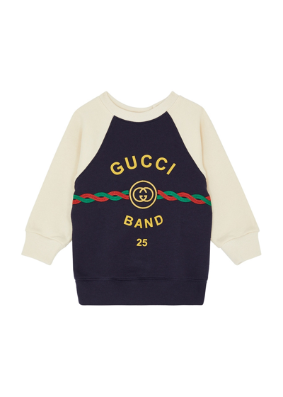 Gucci Kids Llogo Cotton Sweatshirt In Blue