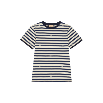 Gucci Kids Striped Logo Cotton T-shirt (4- 8 Years) In Grey
