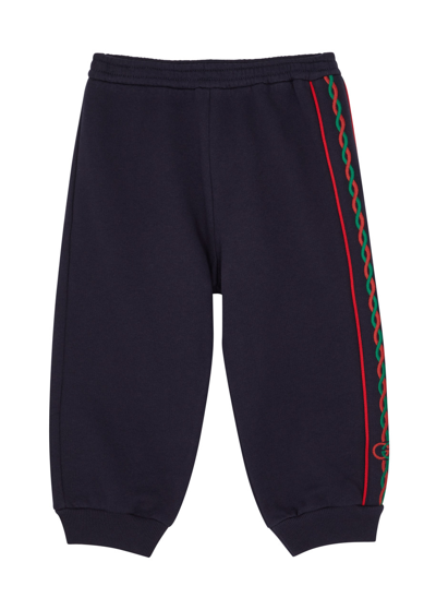 Gucci Kids Logo-embroidered Cotton Sweatpants (12-24 Months) In Black