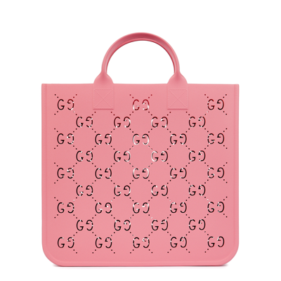 Gucci Kids Gg Cut-out Rubber Tote In Burgundy