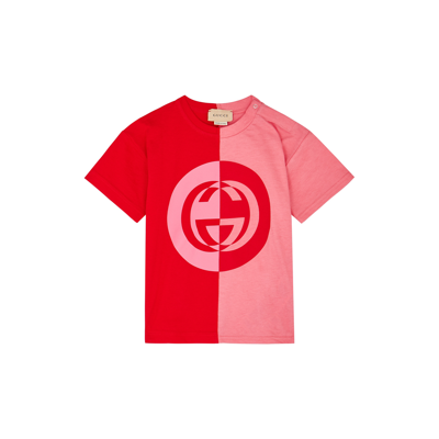 Gucci Kids Pink And Red Logo Cotton T-shirt (6-36 Months)