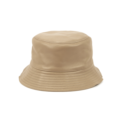 Loewe Logo Leather Bucket Hat In Neutral