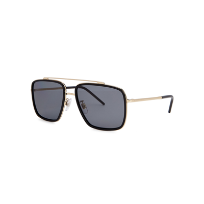 Dolce & Gabbana Gold-tone Aviator-style Sunglasses, Sunglasses, Black In Brown