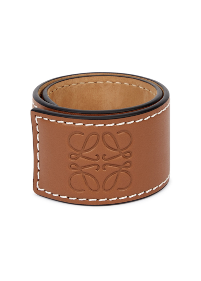 Loewe Logo-embossed Leather Bracelet In Brown