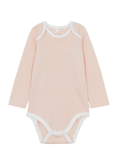 Mori Striped Jersey Babygrow In Pink